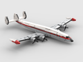 Lockheed L-1049 Super Constellation with its red livery and its external fuel tanks